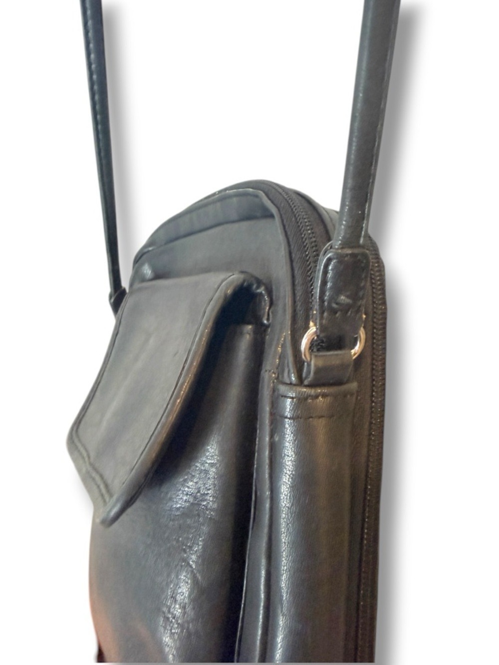 Fossil Black Leather Organizer Crossbody Bag Vintage - Picture 8 of 10
